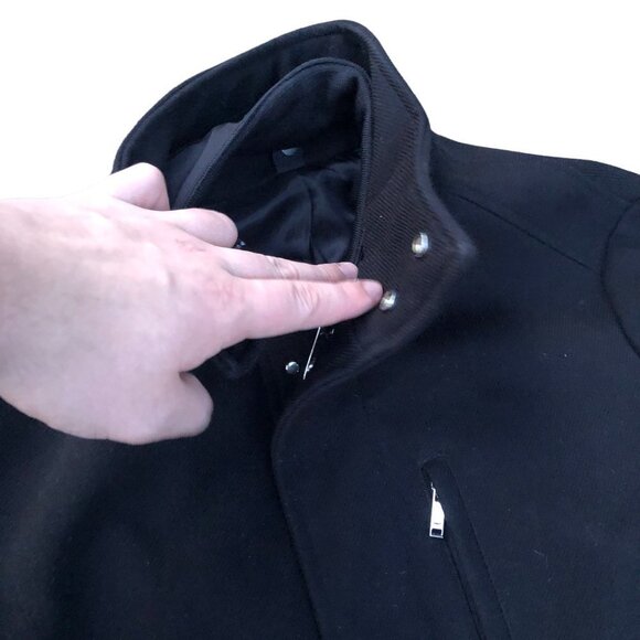 Zara Long Jacket Black With Zipper Large - Picture 7 of 10